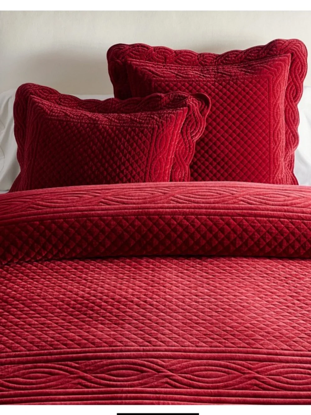 Pottery Barn Velvet Heirloom Euro Pillow Sham 1 Ruby Red RARE